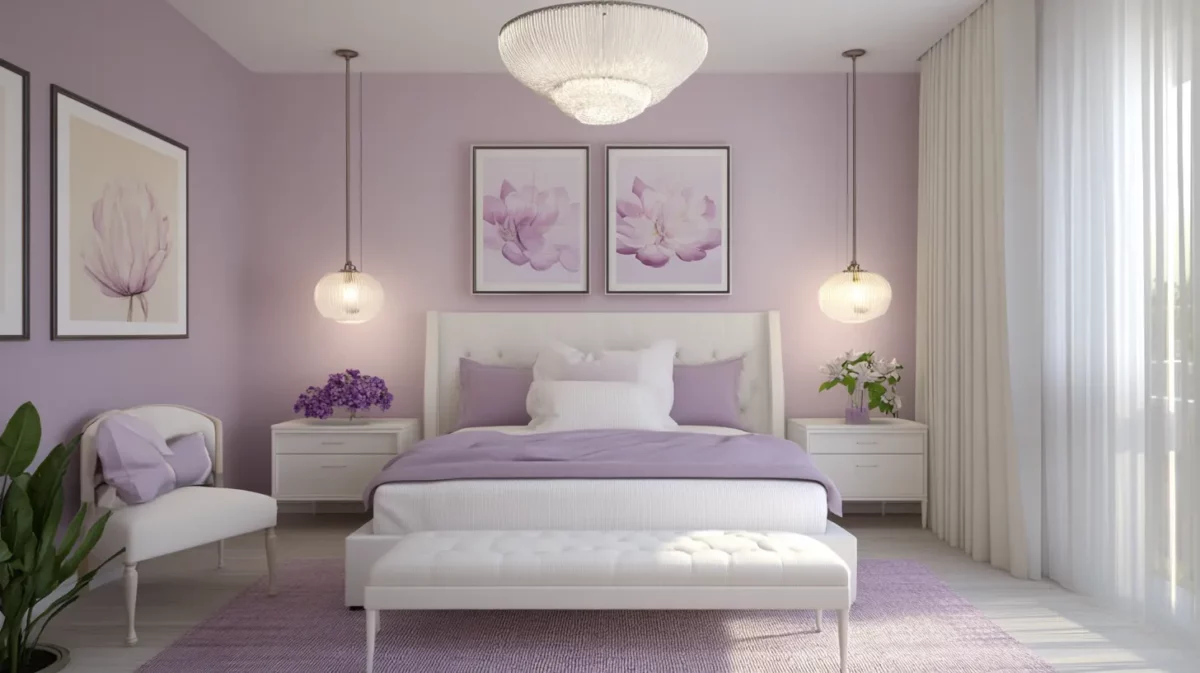 lavender and light pink colour combination for bedroom wall