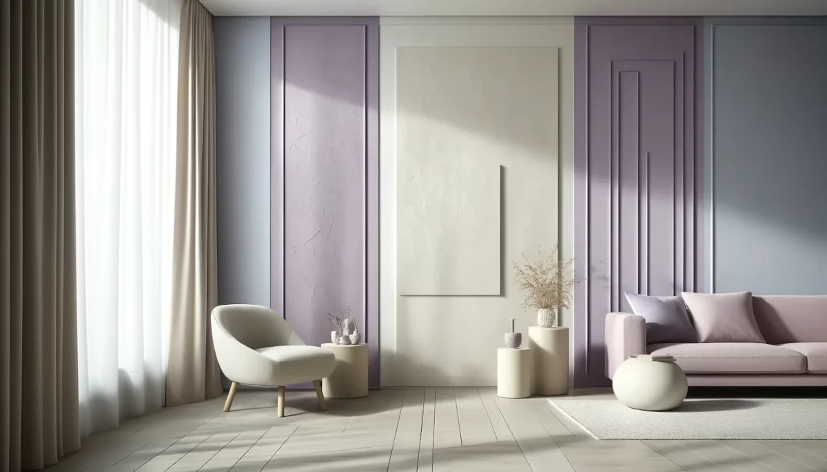 lavender and off white wall putty texture design