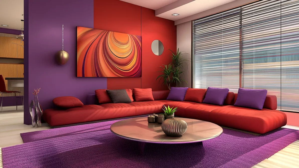 lavender and red colour scheme a vibrant and striking contrast