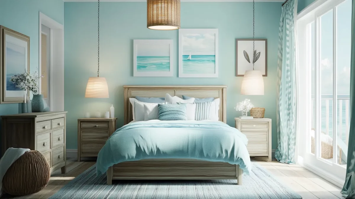 light aqua colour combination for bedroom