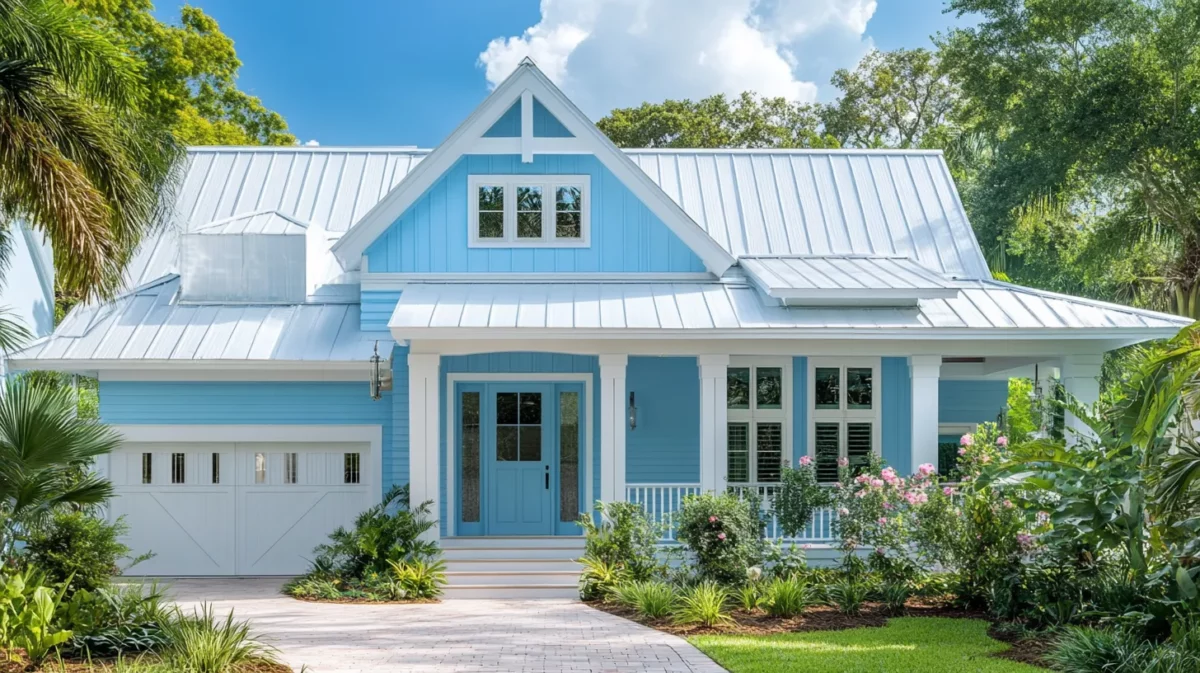 light blue and white small house exterior colour combination