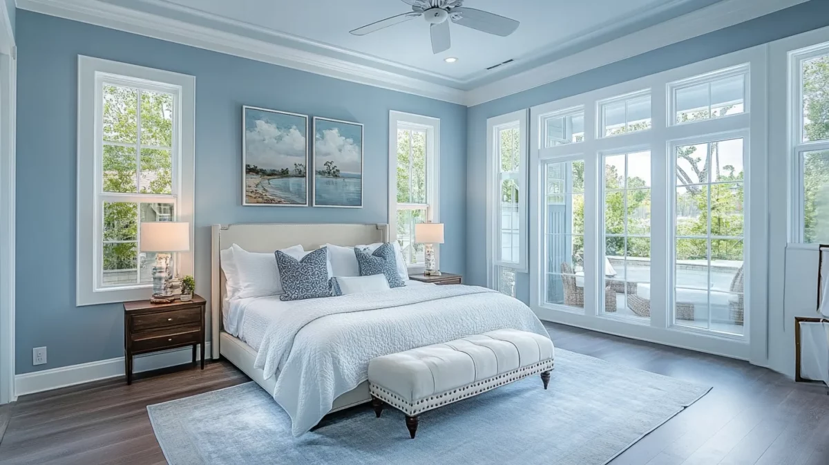 light blue with white north bedroom colour as per vastu