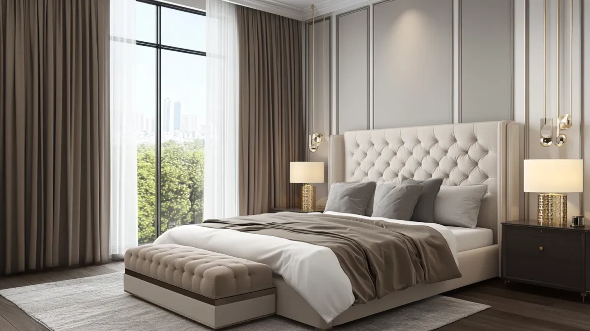 light colour combination for bedroom walls with soft beige and grey