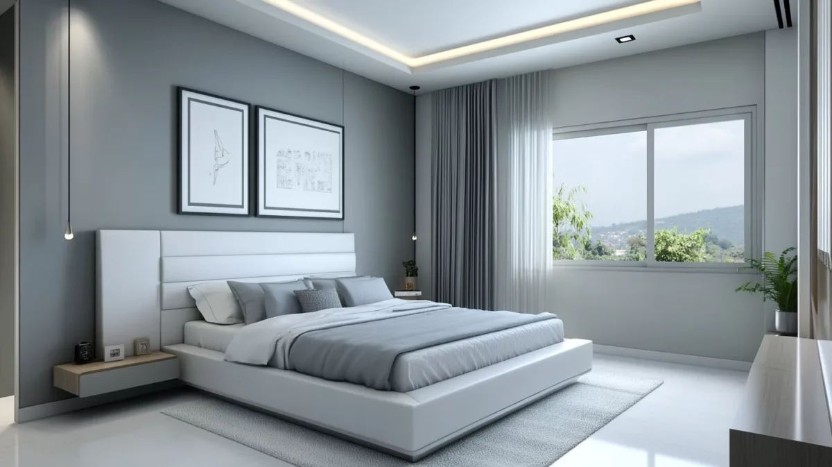 light grey colour combination for bedroom