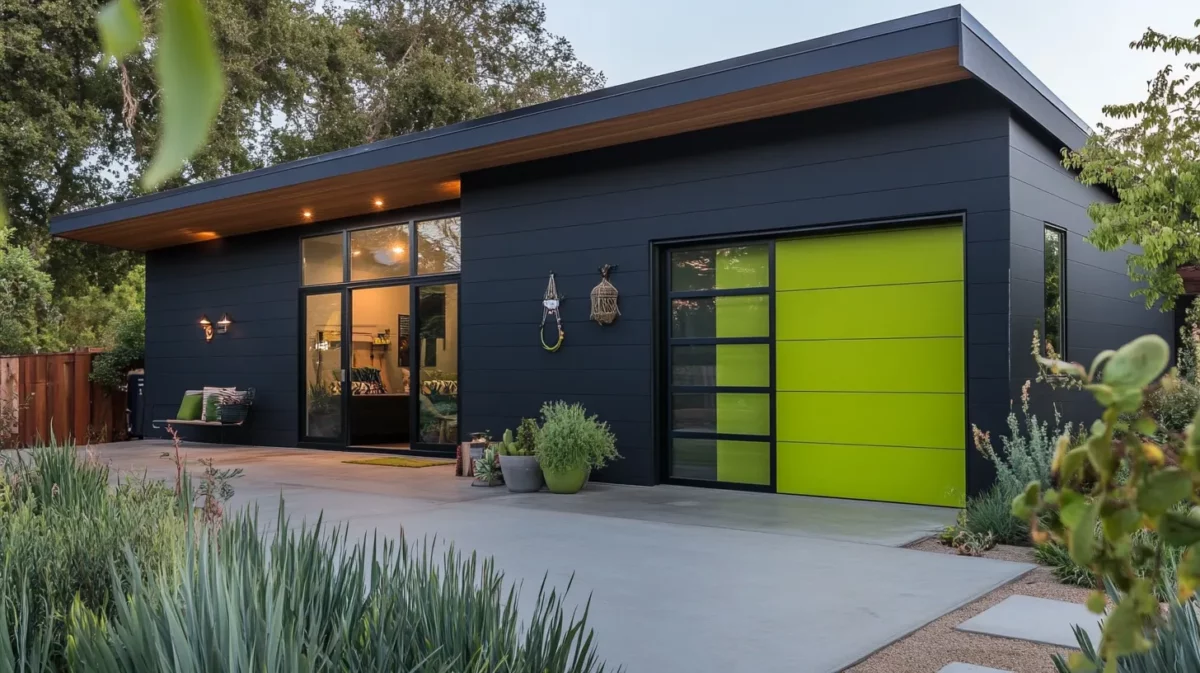 light grey with black and green colour for exterior walls