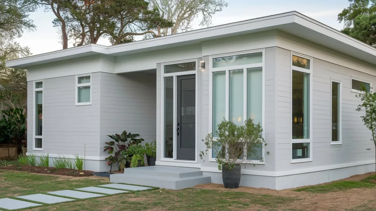 light grey with white trim colour for exterior walls