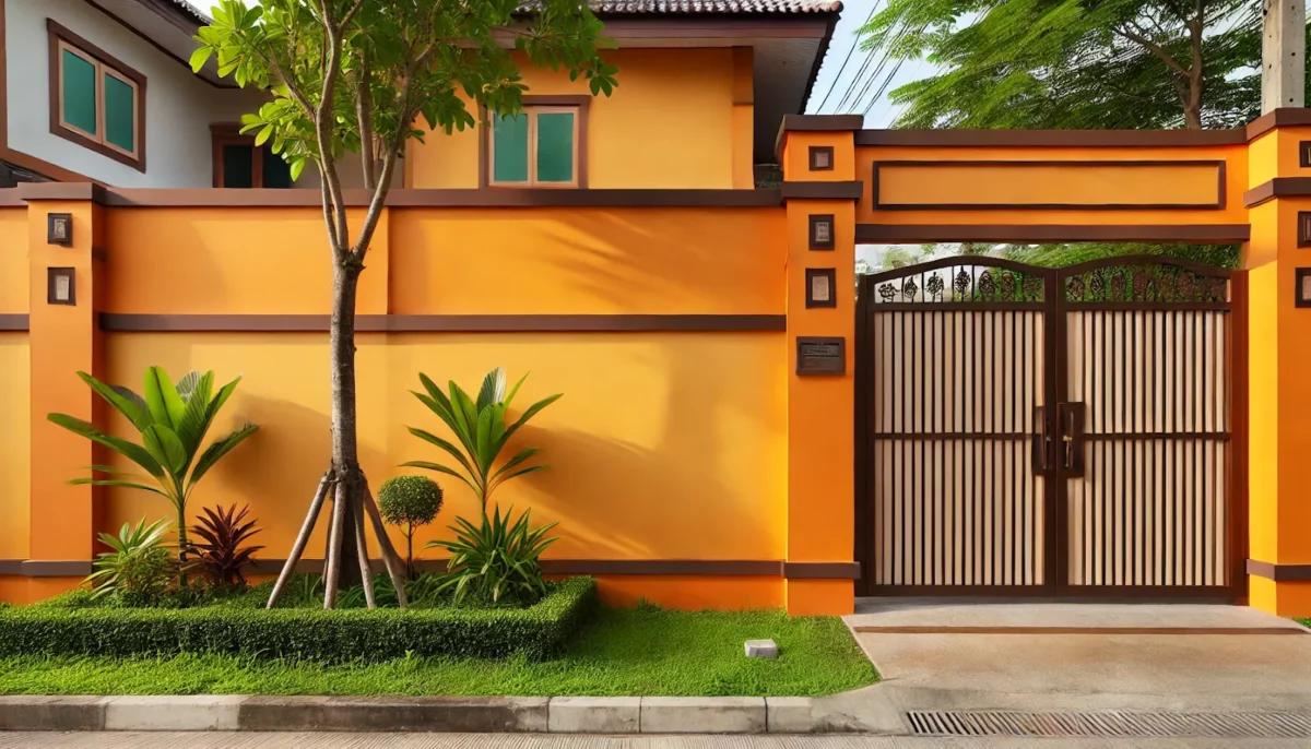 light orange and brown boundary wall colour combination