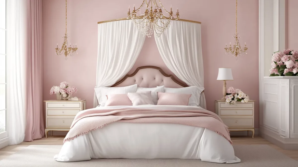 light pink colour combination for bedroom