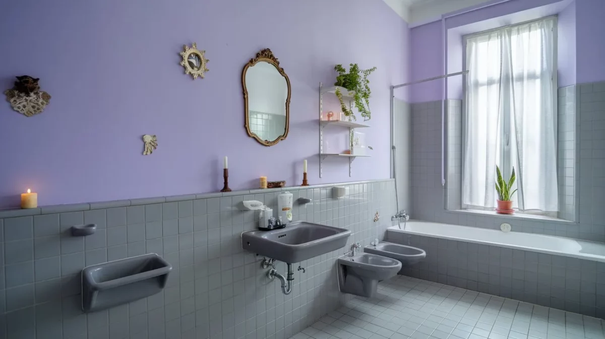 light purple and grey wall colour combination