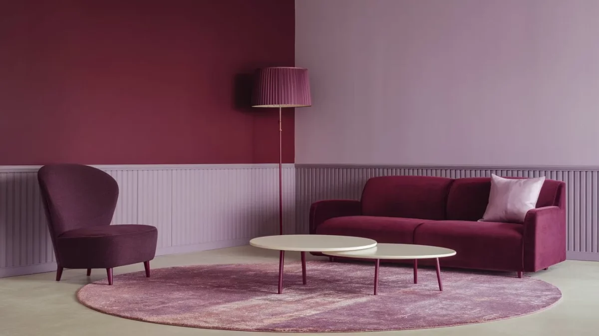 light purple and maroon colour combination for the wall