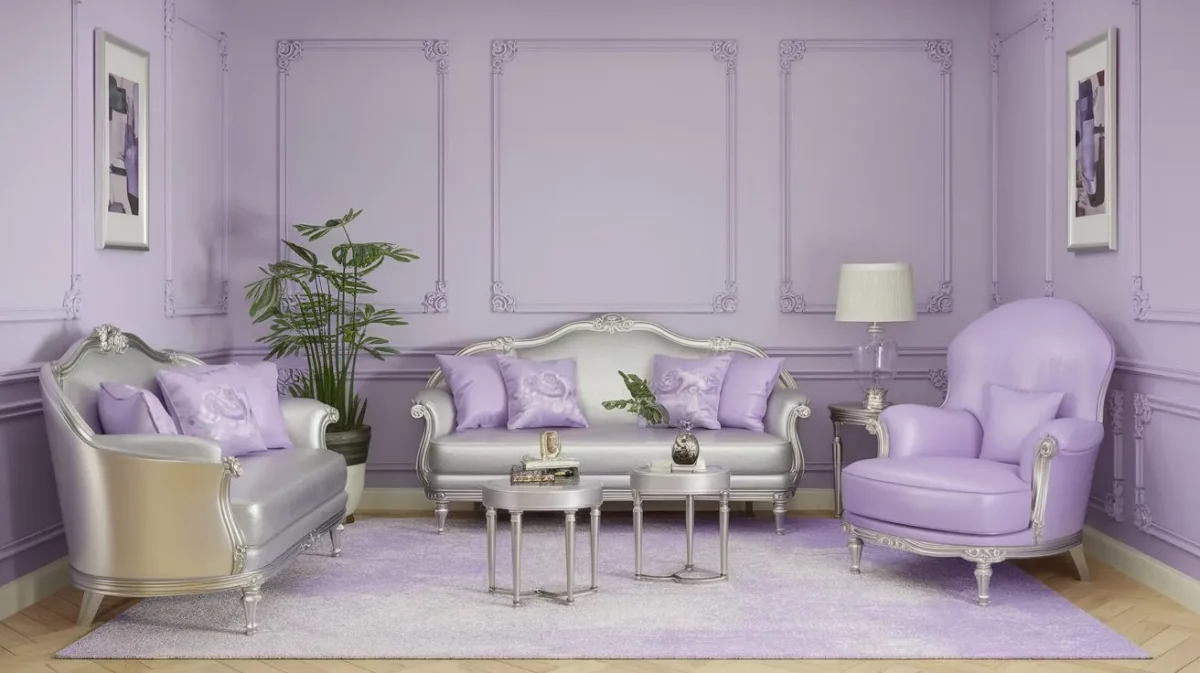 light purple and silver wall paint colour combinations