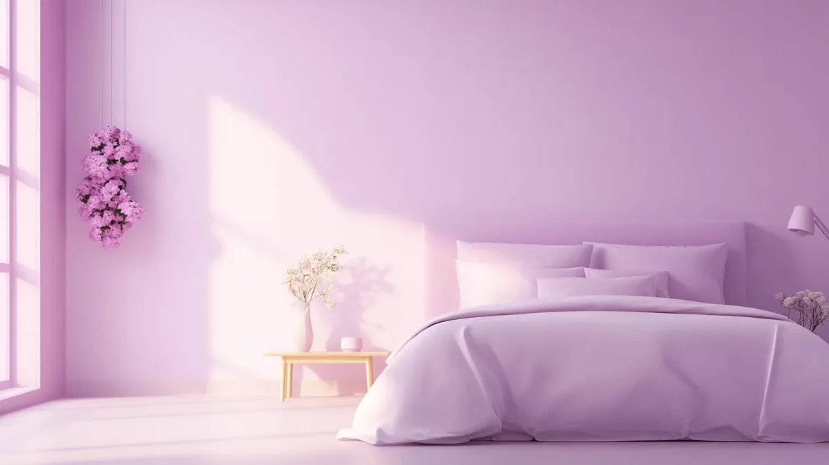 light purple and soft pink wall paint colour combination