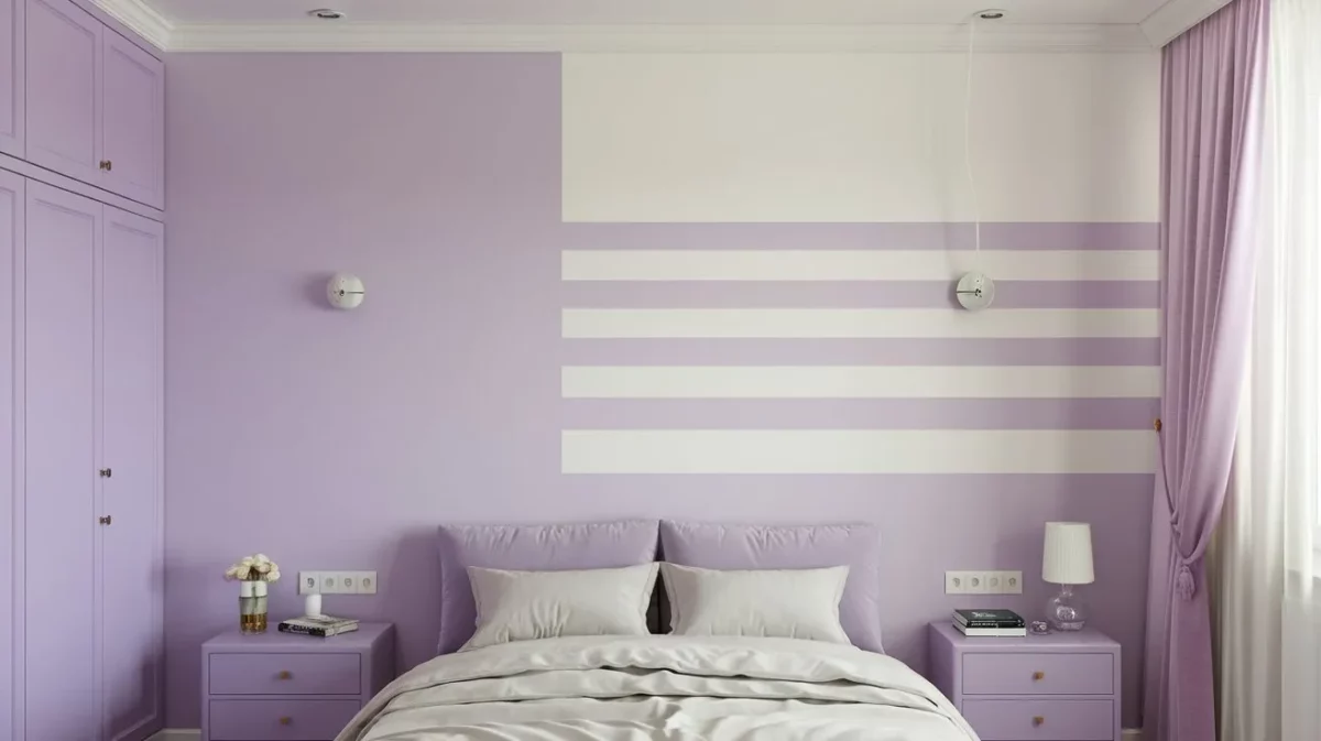 light purple and white colour combination for wall