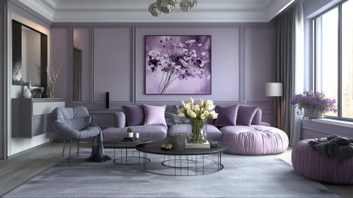 light purple wall paint combination lilac and grey