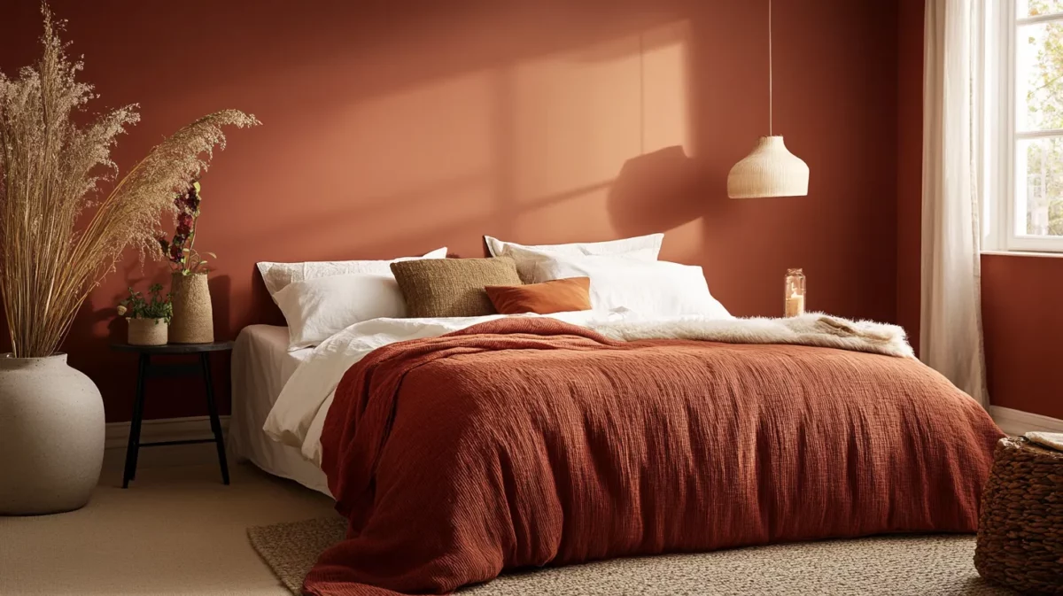 light taupe and terracotta red colour combination