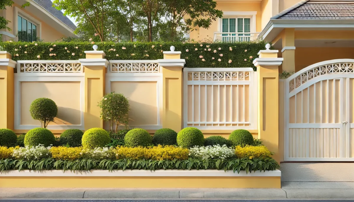 light yellow and white colour combination for boundary wall