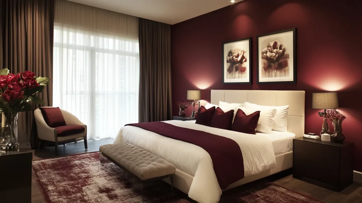 maroon with cream south bedroom colour as per vastu