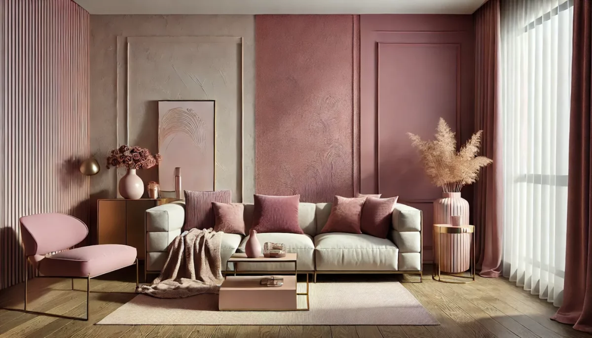 mauve and blush pink modern texture design for living room wall