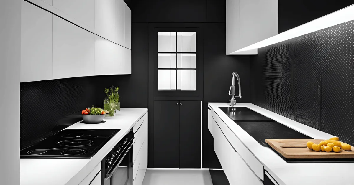 minimalist black and white simple modular kitchen colour combination