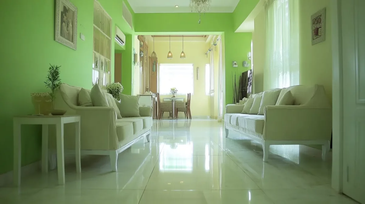 mint green and white indian hall colour combination