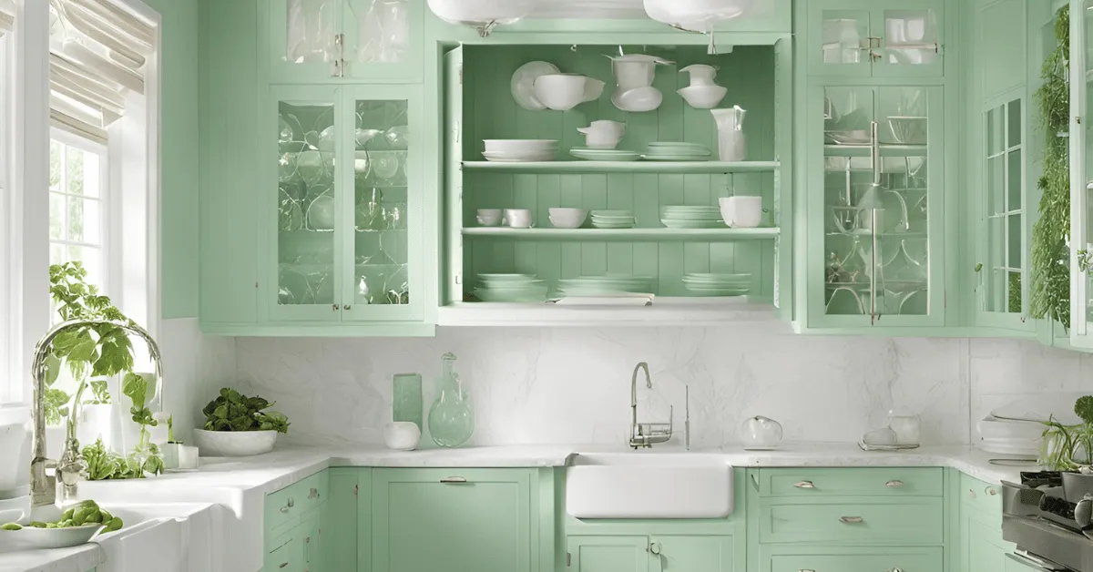 mint green and white kitchen color for a refreshing, clean look
