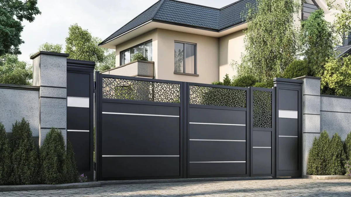 modern charcoal and silver iron gate colour combination