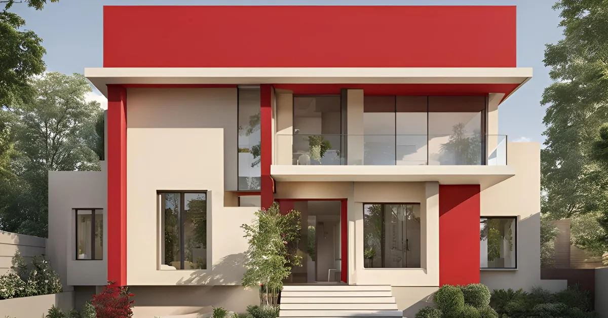 modern house colour combination with red and cream