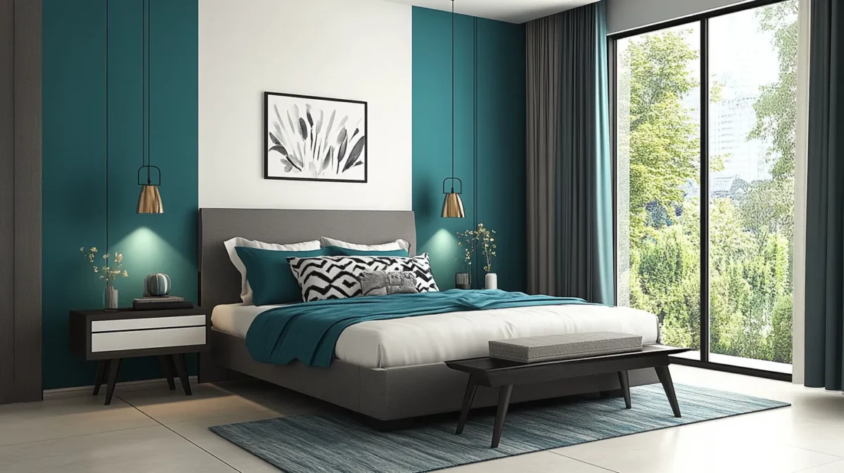 modern minimalism texture paint design for bedroom with asian paints