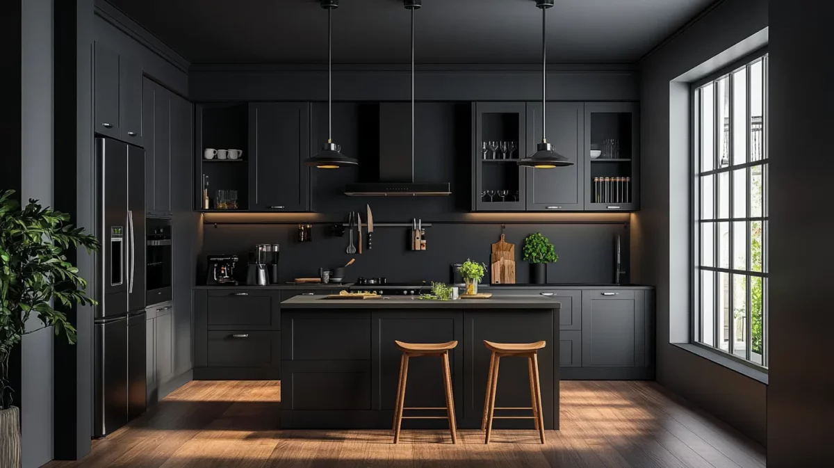 monochromatic palette for small kitchens with dark cabinets