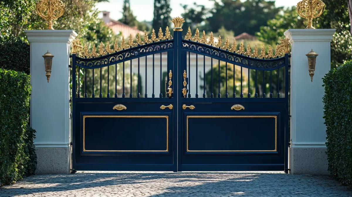 nautical navy and brass iron gate colour combination