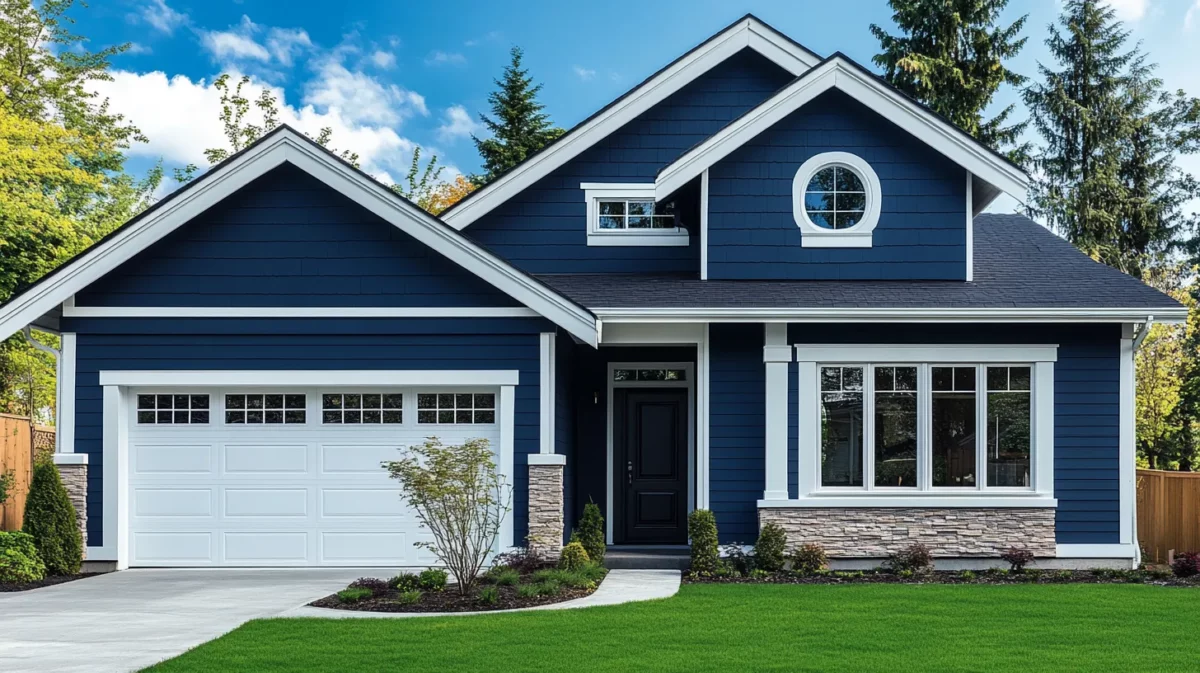 navy blue and crisp white for simple house outside colour combination