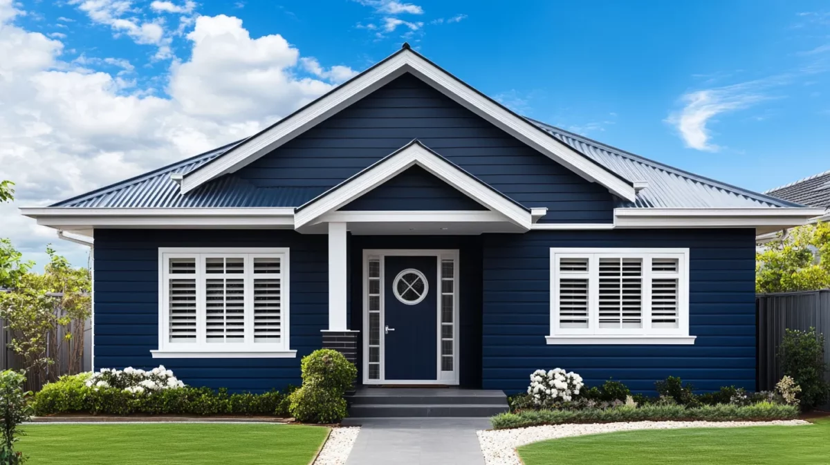 navy blue and white small house outside colour combination asian paints