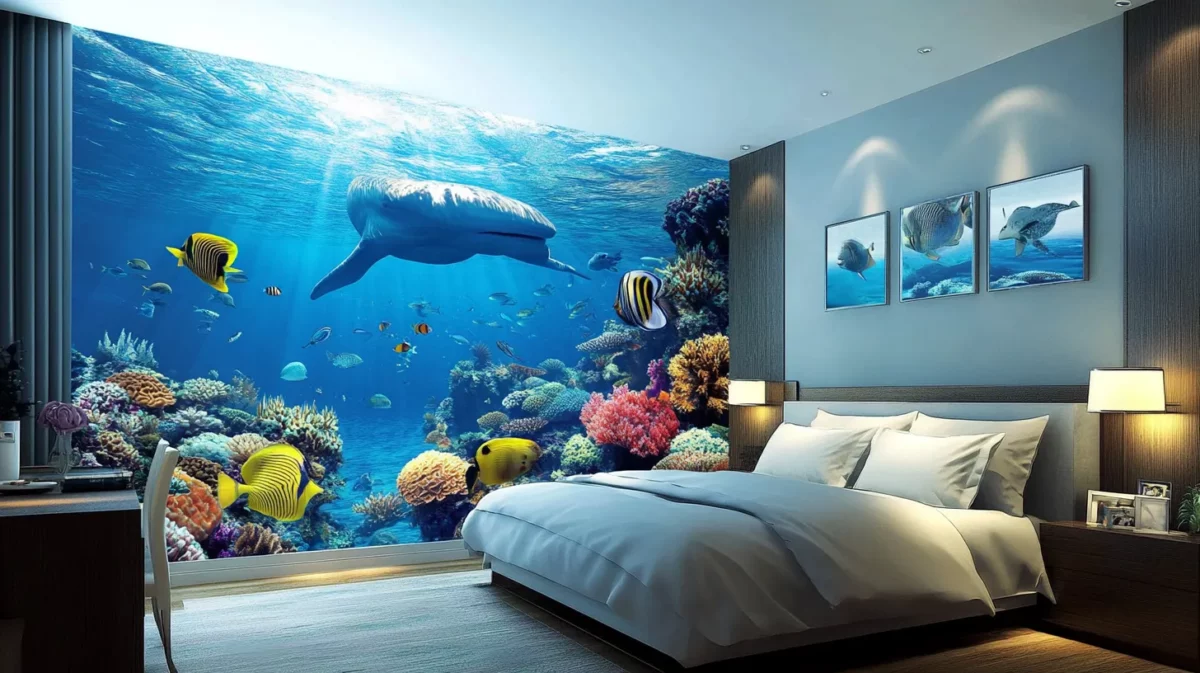 ocean delight bedroom 3d wall paint design