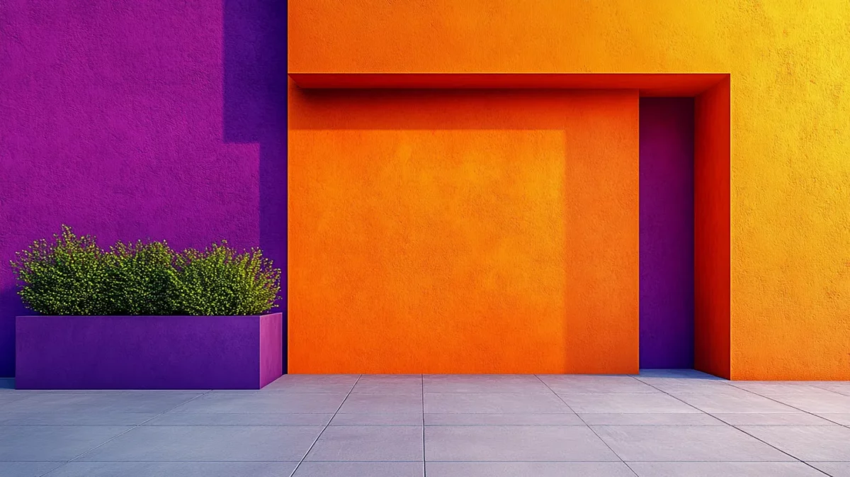 orange and purple wall colour combination for outside wall