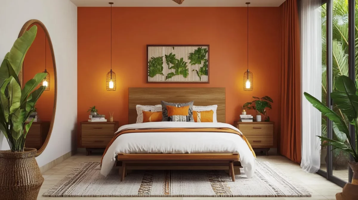 orange with white south east bedroom colour as per vastu