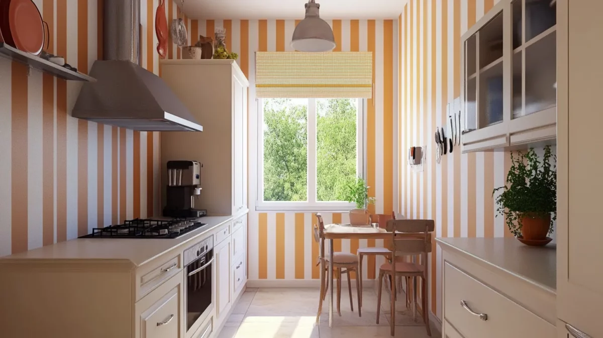 paint patterns for small kitchen walls with vertical stripes