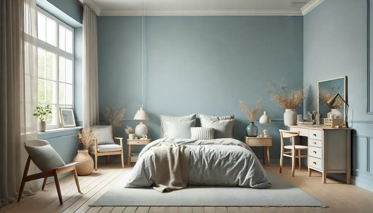 pale dusty blue bedroom paint color