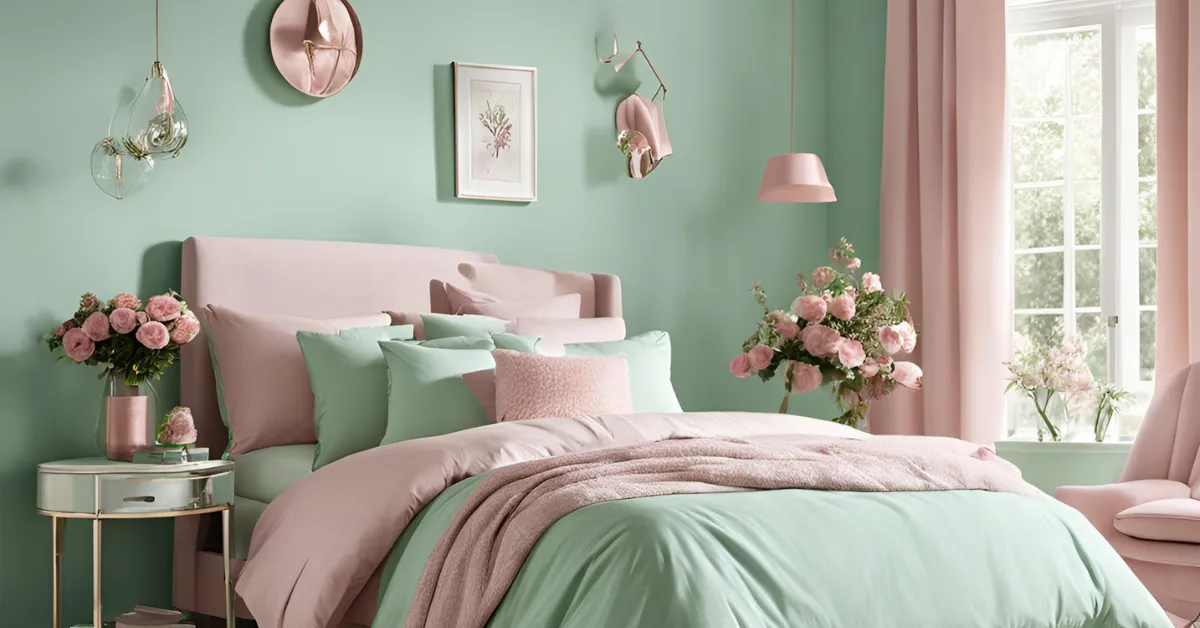 pastel dream pink and green color combination for home