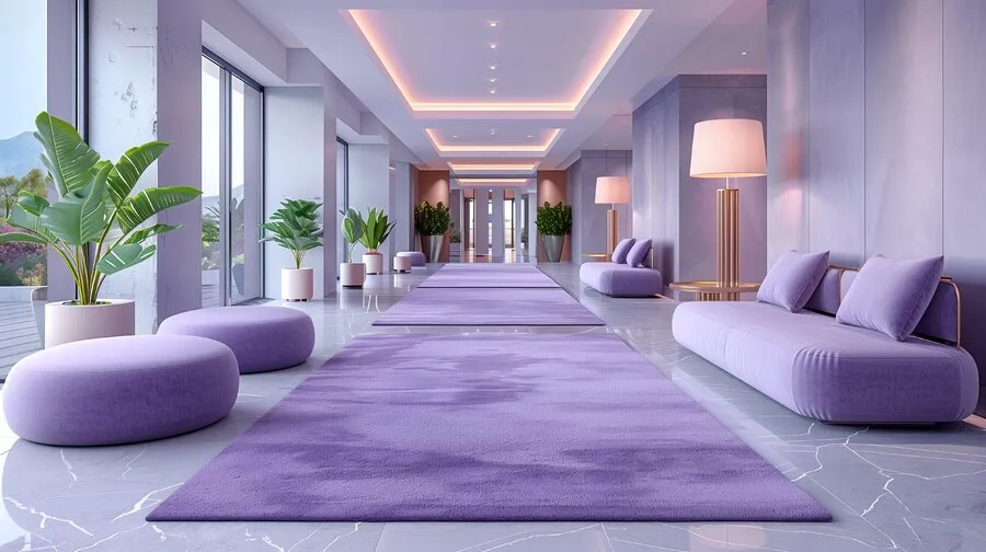 peaceful lavender and grey hall colour combination