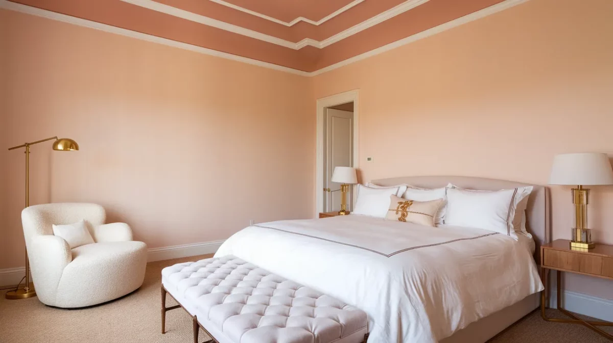 peach and ivory colour combination for bedroom ceiling