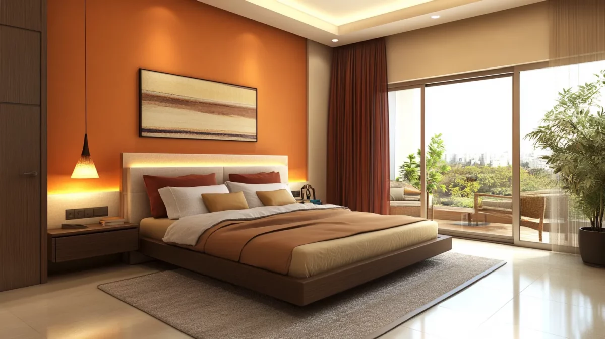 peach with light brown couple bedroom colour as per vastu