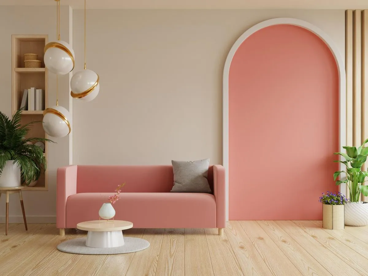 pearl pink with an off white combination for the wall with asian paints