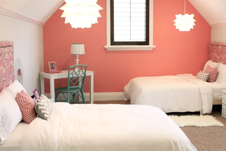 pick gray and coral pink colour combinations for wall