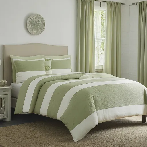 pista green and creamy white bedroom colour combination