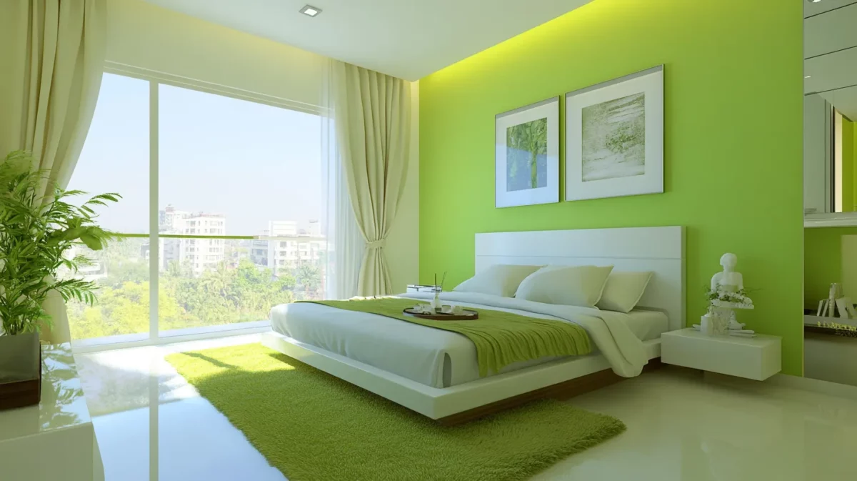 pista green and crisp white colour for wall with asian paints