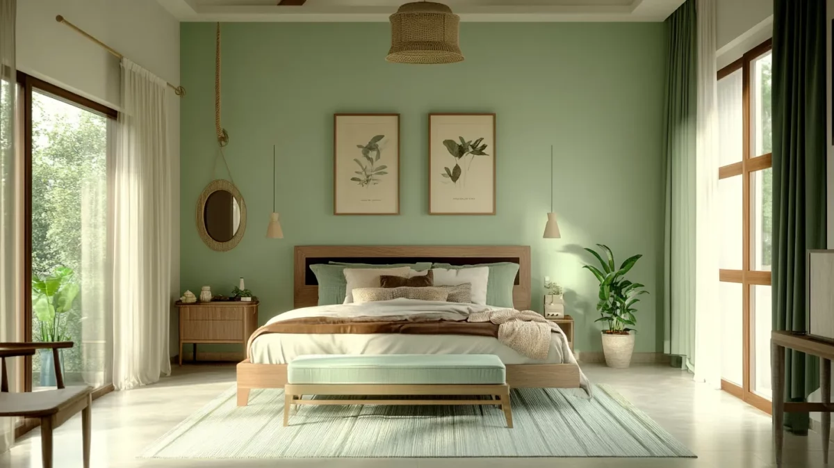 pista green and mustard yellow colour for wall with asian paints