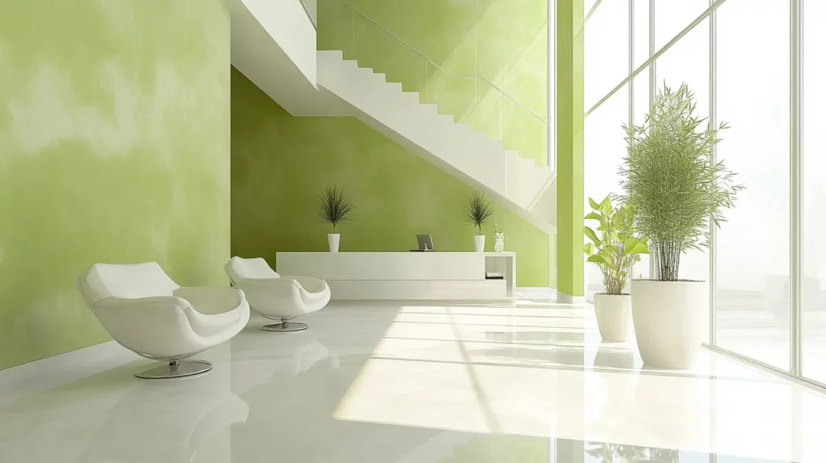 pista green and white colour combination for wall