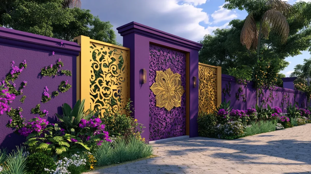 purple and gold compound wall colour combination