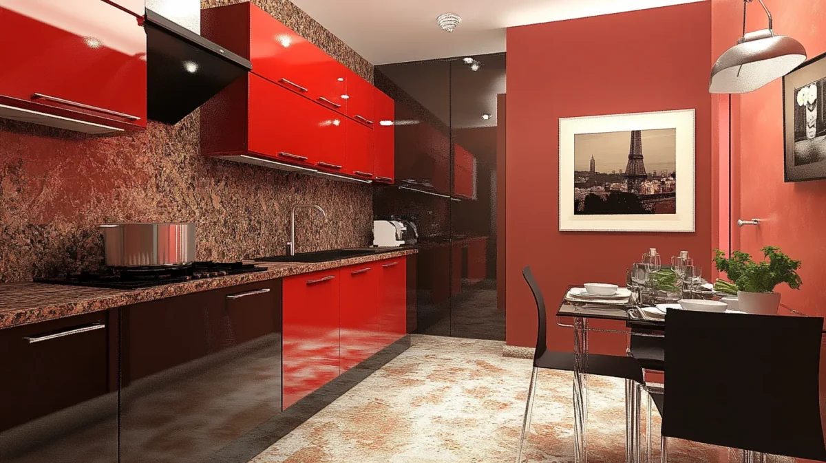 red and brown indian kitchen wall colour combination