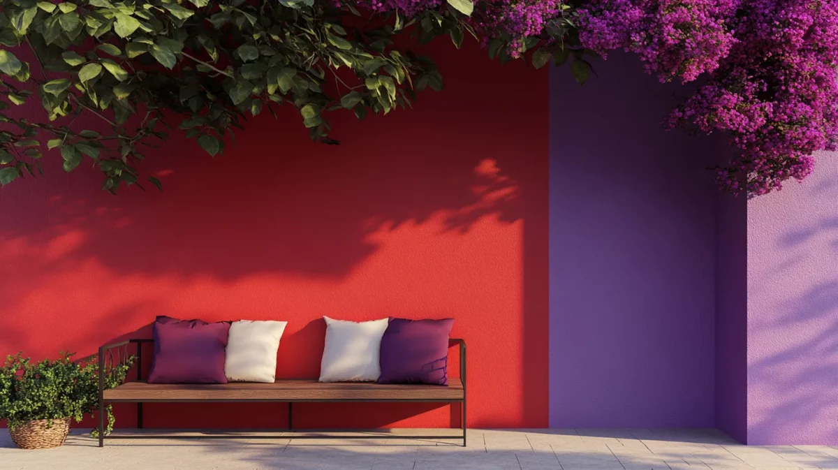 red and purple wall colour combination for outside wall